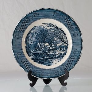 Currier & Ives Old Grist Mill Plate & Stand